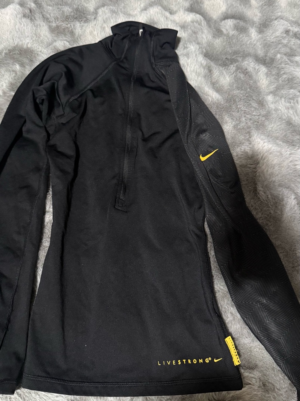 Nike Women's Black Quarter-Zip Sweater with Yellow Accents